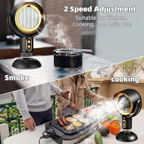 Desktop Smoke Purifier Fan, Portable USB Rechargeable Adjustable Angle Smoke Trap, Mini Air Purifier with Removable Washable Filter for Indoor Smoking, Cooking, RV, Office & Kitchen Use thumbnail 5