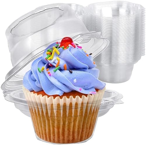 HIMETSUYA Cupcake Boxes Individual Cupcake Containers 50 Packs | Clear Plastic Cupcake Carrier for Muffin Cupcake Holders with Lids, High Topping, Thicker, Stackable thumbnail 3