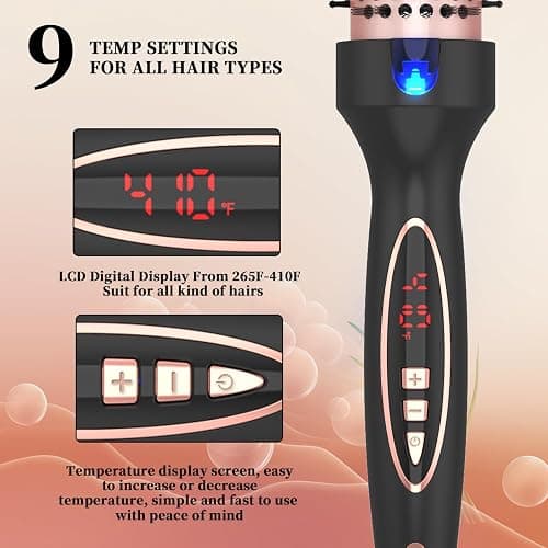 Hywestger Curling Iron Thermal Brush 1.5 Inch Global Voltage Travel-Friendly with Digital Display Temperature Ceramic Tourmaline Ionic Quick Heated Round Bush Suitable for Medium and Long Hair thumbnail 3