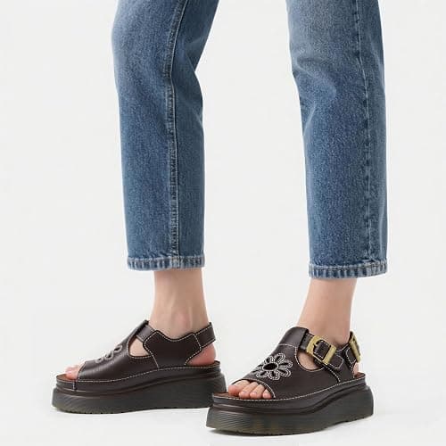 KIFIWUI Platform Sandals for Women Chunky Ankle Buckle Casual Open Toe Comfortable Flower Decoration Fisherman Sandals thumbnail 2