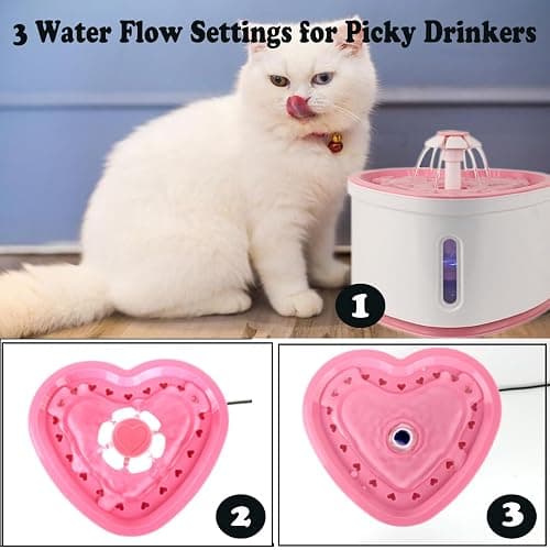 2.4L Cat Water Fountain-Pet Drinking Fountain,Automatic Cat Puppy Dog Water Dispenser,LED Night Vision Water Level Window w/ 3 Replacement Filters(Pink) thumbnail 3