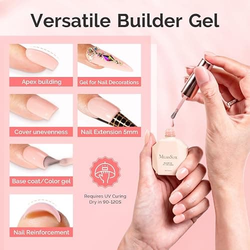 MelodySusie 2PCS 15ML Nude Builder Nail Base Gel for Nails Thickening,Soak Off UV Extension Gel,Rhinestone Glue in a Bottle for Nail Art Design Gift for Women DIY Manicure at Home 019 * 2 thumbnail 4