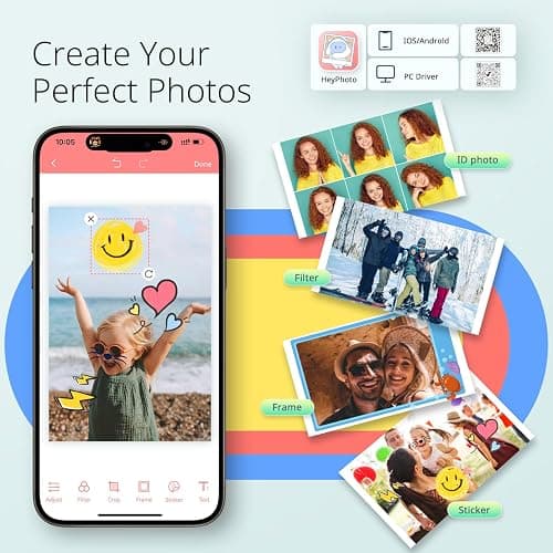 YOTON Photo Printer, Picture Printer with 54 Sheets (4"x6") & 1 Ink Ribbon, Support AR Video Printing, Wi-Fi Connection, Portable Photo Printer for iPhone/Android/Laptop thumbnail 3