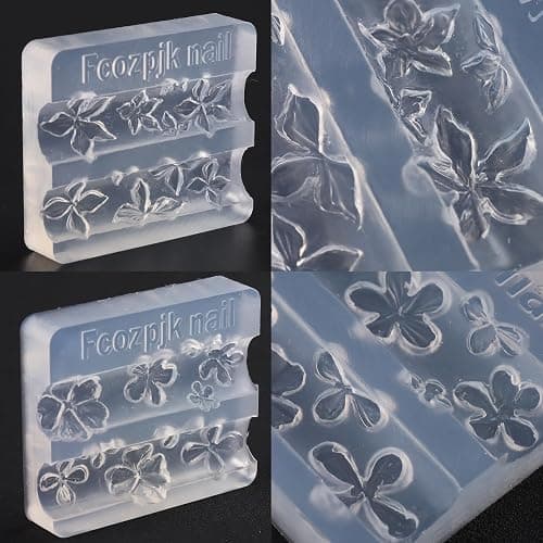 Fcozpjk Silicone Nail Art Molds, 2PCS 3D Flowers Nail Charm Molds with Carving Pen Clear Modeling Templates Hibiscus Flowers Cherry Blossom Design Mold for Resin Epoxy Professional Supplies thumbnail 4