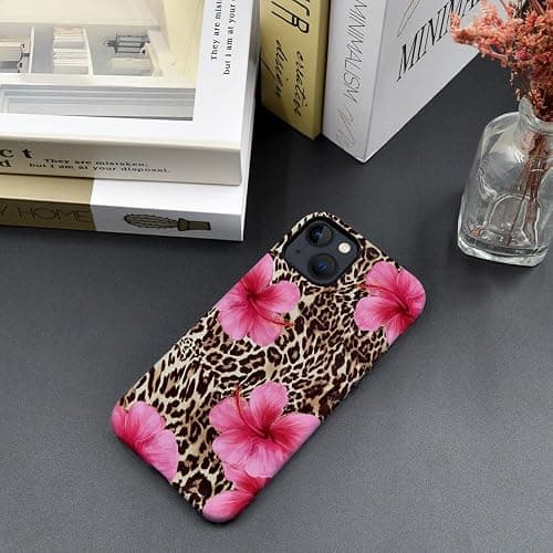 Case Compatible with iPhone 15 Plus,Scratch Resistant Hybrid 2-Layer Hard Shell Phone Case,Leopard Pink Hibiscus Tropical Floral - Leopard Pink Hibiscus Tropical Floral - iPhone 15 Plus thumbnail 4