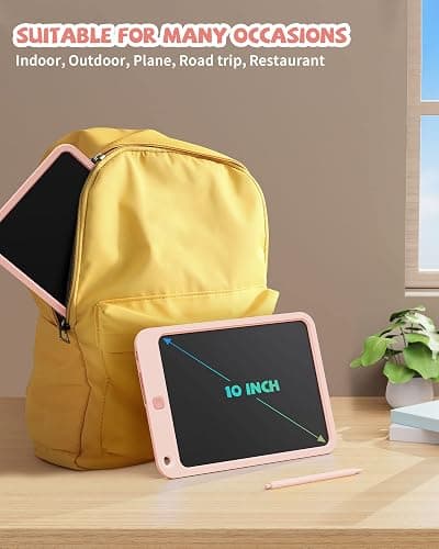 LCD Writing Tablet 10 Inch, Toys for 3 4 5 6 7 8 9 10 Year Old Boys Girls, Colorful Doodle Board Drawing Tablet, Gift for Boys Toddlers Age 3-12 Years, Memo Board, Drawing Pads with Lanyard (Pink) thumbnail 6