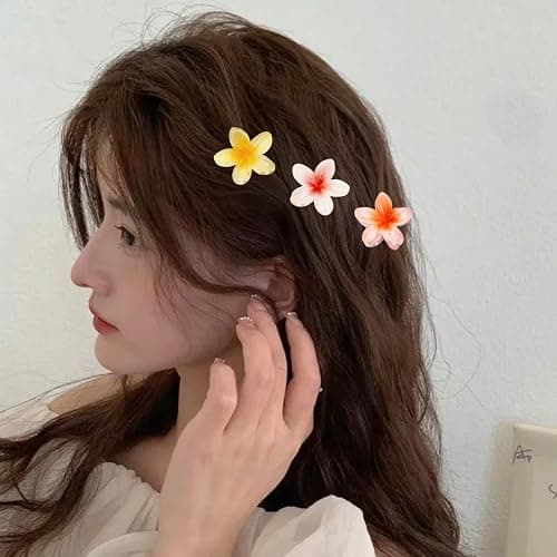 8 Pcs Hawaiian Flower Hair Claw Clips Cute Mini Plumeria Hibiscus Hair Clips for Women Girls Hair Accessories thumbnail 7