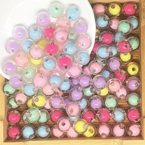 LadayPoa 300pcs 8mm Acrylic Colorful Round Beads for Jewelry Making,Transparent Candy Cute Bubble Beads Kawaii Circle Bead for Bracelet Craft Ornament Gifts thumbnail 3