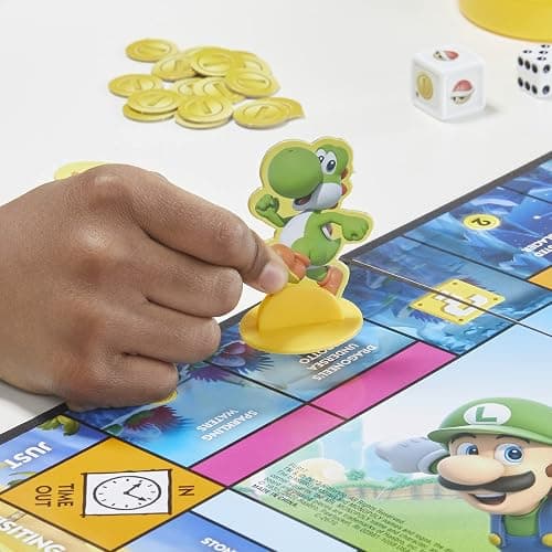 Monopoly Junior Super Mario Edition Board Game, Fun Kids' Ages 5 and Up, Explore The Mushroom Kingdom as Mario, Peach, Yoshi, or Luigi (Amazon Exclusive) thumbnail 8