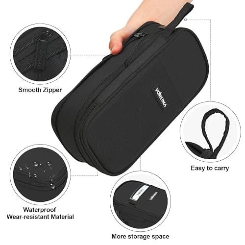 YOKUMA Pencil Case Pencil Pouch for Boys Big Capacity Pen Bag Box, Aesthetic College School Supplies for Student Teen Adults Preppy,Black thumbnail 5