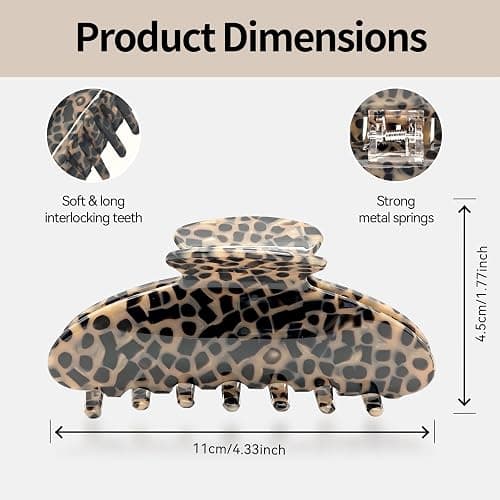 YIERSO Large Hair Claws Clips for Women, 4.33"Acetate Strong Hold Non-Slip | Jumbo Claw Stylish Hair Accessories for Thick/Nomal/Thin Curly Hair, 2Pack thumbnail 3
