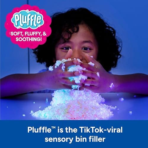 Educational Insights Pluffle® Glow-in-the-Dark - Sensory Bin Foam Set, No Mess Alternative to Sand Toys & Slime for Toddlers at Home or in the Classroom, Fun Sensory Table Filler, Gift for Ages 3+ thumbnail 3