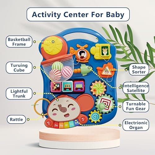 QDRAGON 3 in 1 Baby Walkers for Boys, Baby Push Walker and Activity Center, Sit to Stand Walker Toy, Early Learning Push Toys for Toddler Infant 12+ Months Blue thumbnail 4