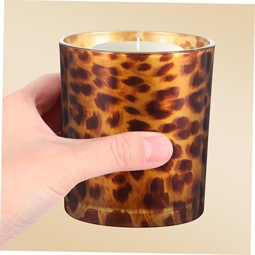 IMIKEYA Stable Vintage Leopard Print Glass Candle Holder for Decorative Candle thumbnail 4
