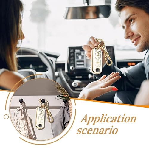 Coverforkey for Mazda Key Fob Cover with Upgraded Anti loss Durable Metal Keychain, Fashionable Soft Case for Mazda 3 Mazda 6 CX-3 5 9 CX-12 MX-5 Scion iA (4 buttons) (Gold, A1) thumbnail 4