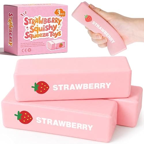 3 Packs Butter Squishy Slow Rising Squeeze Toys, Sensory Fidget Stress Relief Squishies,Soft Realistic Fidget Toys Anxiety Relief Party Favor Butter for Kids&Adult(Pink) - Image 1