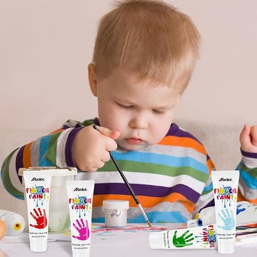 ABEIER Washable Finger Paint for Toddlers, Safe Non-Toxic, 12 Vibrant Colors (1.21fl oz), Baby Safe Paint for Hand and Feet, Mess Free Art Supplies for Kids, Preschool Learning Gifts, Ages 1-3 4 5 6+ thumbnail 2