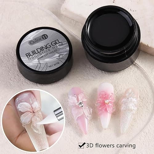 Fcozpjk 2PCS Clear 3D Sculpting Gel Kit - Non-Sticky Hand Carving Gel with Silicone Pen for Nails 3D Flowers Nail Design Manicure Salon Supplies thumbnail 3