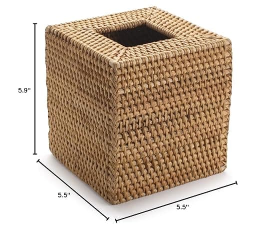Rattan Tissue Box Cover Natural Woven Facial Napkin Holder Square (Natural, 5.5x5.5x5.9 Inch) thumbnail 3