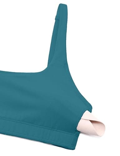 CRZ YOGA Butterluxe Spaghetti Strap Sports Bras for Women - Square Neck Yoga Wireless Low Coverage Padded Cami Crop Top - Medium - Borealis Green thumbnail 5