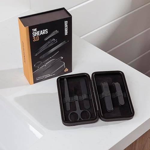 MANSCAPED® Shears 3.0, 5-Piece Precision Men’s Nail Grooming Travel Kit, Stainless Steel Manicure Set with Fingernail & Toenail Clippers, Nail File, Slant Tip Tweezers, Cuticle Scissors, Travel Case thumbnail 9