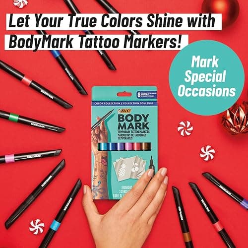 BIC BodyMark Temporary Tattoo Marker with Cosmetic Quality and Skin Safety, 8-Count in Assorted Colors thumbnail 4