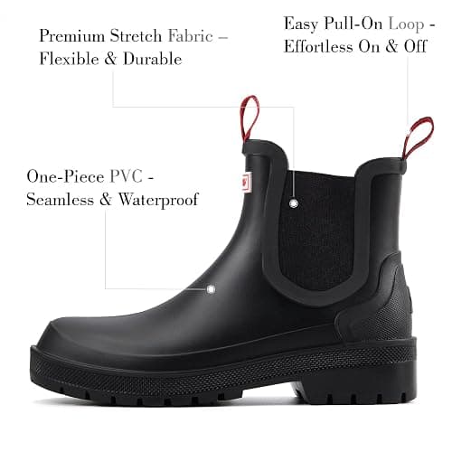 SUREWAY Women's Short Ankle Rain Boots,Waterproof Rubber Garden Shoes,Slip Resistant Chelsea Rain Boots For Ladies thumbnail 3