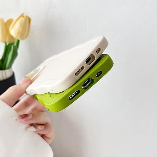 Caseative for iPhone 14 Pro Case,Solid Color Curly Wave Frame Soft Phone Case (White) thumbnail 6