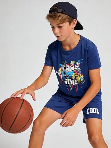 Cakaner Tween Boys Summer Clothes 2 Piece Short Sleeve Graphic T-Shirt and Shorts Casual Outfit Set Size 7-14 thumbnail 5