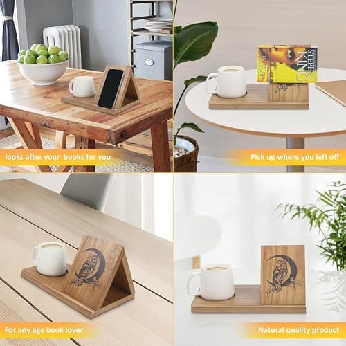 BALGELI Small Bookshelf, Triangle Book Holder, Wood Short Mini Book Rest, Simple Bookcase for Bedroom Nightstand Office Desk Library or Table Centerpiece Decor for Coffee and Book Lover thumbnail 4