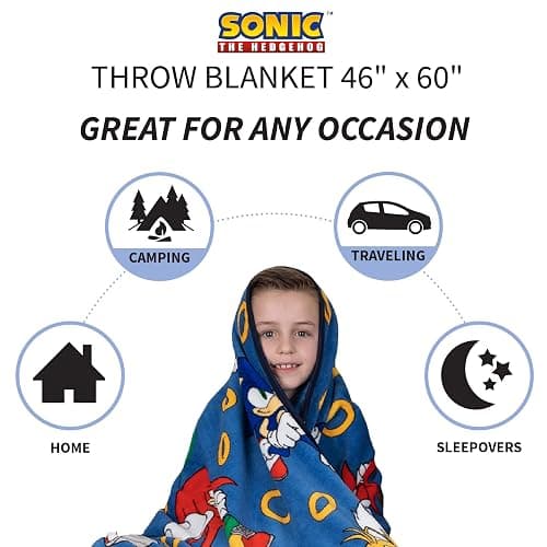 Franco Kids Bedding Super Soft Plush Throw Blanket, 46 in x 60 in, Sonic The Hedgehog, Anime thumbnail 4