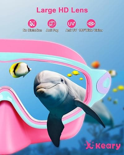 Keary 2 Pack Kids Swim Goggles with Nose Cover for 3-12 Anti-UV Anti-Fog Pool Water Swimming Goggles Boys Girls Youth Toddler - Pink & Bule thumbnail 4