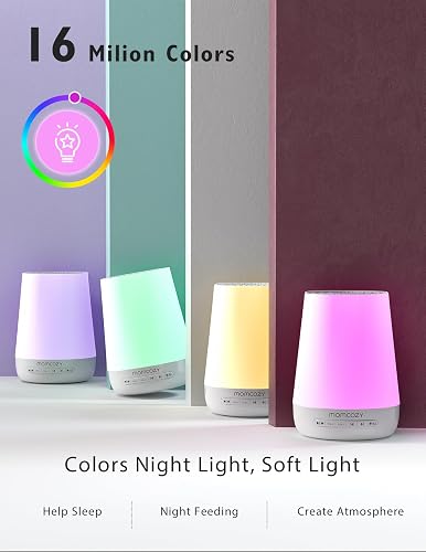 Baby Sound Machine, Momcozy White Noise Machine for Baby Sleeping with Night Light, Toddler Sleep Trainer with 34 Soothing Sounds, Timer, App Remote Control, Personal Sleep Routine(White) thumbnail 3