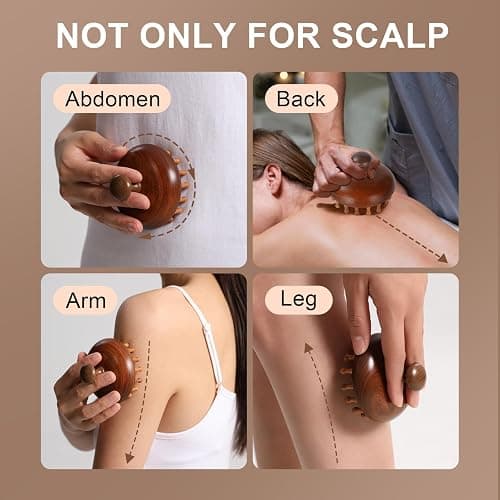 Olaemuo Wooden Scalp Massager for Hair Growth｜Full Body Massage Tool | Curved Design | Natrual Scalp Brush｜Gua Sha｜Head Massager with Travel Pouch thumbnail 5