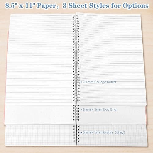 Spiral Notebook, College Ruled Notebook Journal, 8.5" x 11" Lined Paper Journal Notebook Pack, A4 Large Subject Notebook for Work, School, Notes, 560 Pages, 24pcs Index Tabs, Assorted Pastel Notebook thumbnail 4