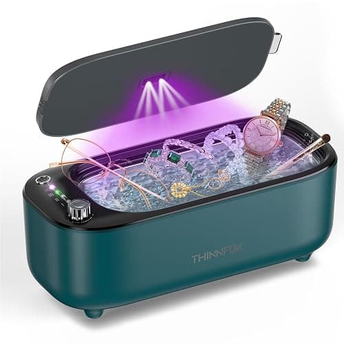 Ultrasonic Jewelry Cleaner, Jewelry Cleaning Machine Smart Variable Frequency 47KHz - 50KHz, Professional Sonic Cleaner with UV for Rings, Glasses, Watches, Dentures, Retainer, Earrings, Necklaces - Image 1
