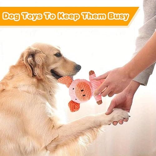 MRSOHRET 5 Pack Squeaky Dog Toys, Tough Stuffed Plush Puppy Tough Chew Toys, Durable Plush Animal Dog Toy for Large Small Medium Dogs to Keep Them Busy thumbnail 6