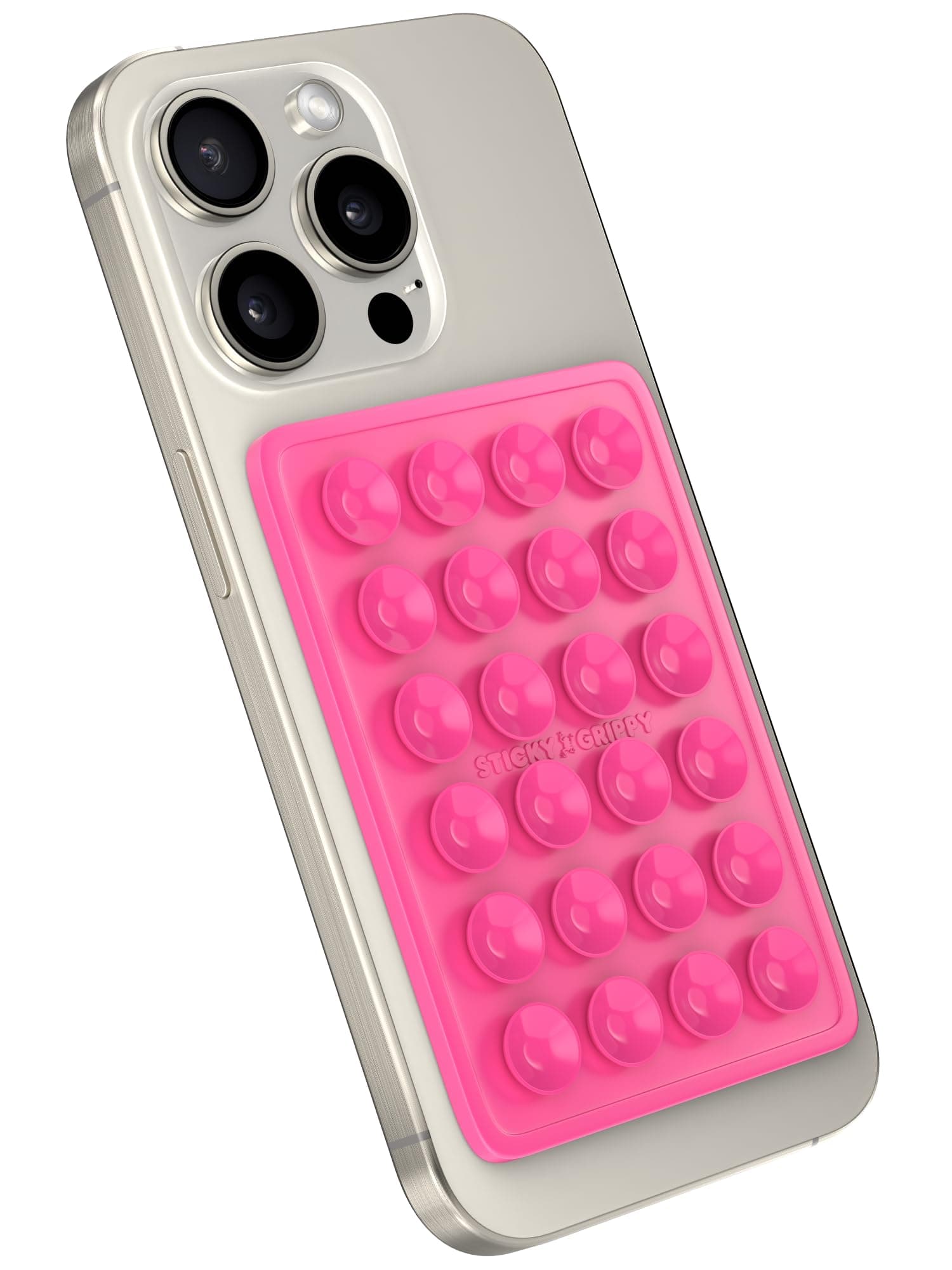 StickyGrippy Suction Phone Case Mount, Silicon Adhesive Phone Accessory for iPhone and Android, Hands-Free Fidget Toy Mirror Shower Phone Holder, Tiktok Videos and Selfies (Pink) thumbnail 3