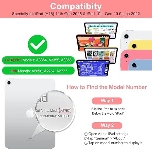 aMZCaSE Keyboard Case for iPad (A16) 11th / 10th Generation- 7 Colors Backlight Detachable Folio Keyboard for iPad (A16) 11th Gen 2025 & 10th Gen 10.9 inch 2022, Smart Wake/Up, Smoky Pink thumbnail 2