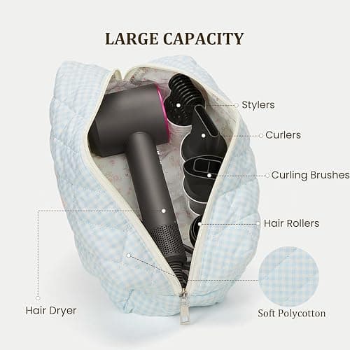 SDSFGX Hair Dryer Travel Bag Storage Pouch for Hair Styler Tools | Floral dustproof pouch for dyson airwrap shark flexstyle. Lightweight, portable,which is perfect for travel & home. thumbnail 3