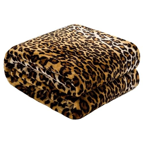Bnuitland Leopard Print Fleece Flannel Throw Blanket, Super Soft 300 GSM Double Sided for Bed Sofa Travel, Fuzzy Fluffy Cheetah Print Blanket for Adults and Kids, 50x70inch thumbnail 7