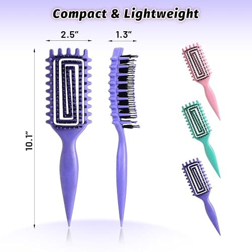 Curly Hair Brush Defining, Vented Curl Defining Brush for Effortlessly Detangling Shaping and Styling Women's Men's Curls on All Wet or Dry Hair Types, Reduces Frizz (Purple) thumbnail 5