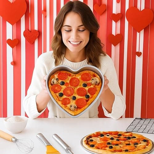 Nuogo 3 Pieces Heart Shaped Cake Pans 8 Inch Aluminum Heart Cake Pans Funny Cake Tins for Baking DIY Mold Tool for Kitchen Birthday Wedding thumbnail 2