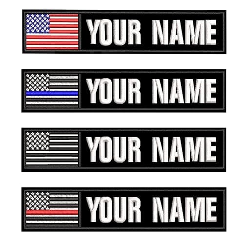 2PCS Customizable Name Patches, Iron-on Or Hook Fastener，Personalized Tactical Morale Embroidered Name Tags with American Flag Patch for Hats Caps Bags Backpacks Tactical Vest Military - Image 1