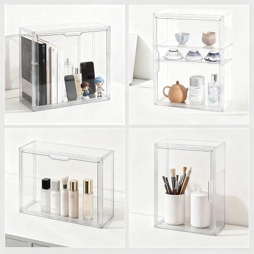 Three Layer Transparent Display Cabinet, Stackable Acrylic Storage Cabinet, dust-Proof and Moisture-Proof Desktop for Character Display Cabinet thumbnail 6