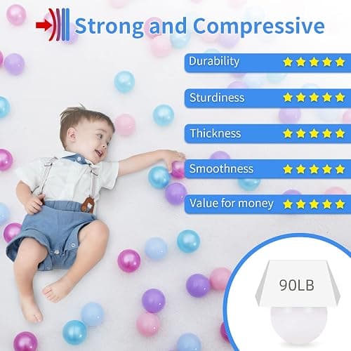 STARBOLO Ball Pit Balls for Toddlers Phthalate Free BPA Free Non-Toxic Crush Proof Play Balls for Toddlers Kids Pool Playhouse Pack of 100 200 500 thumbnail 3