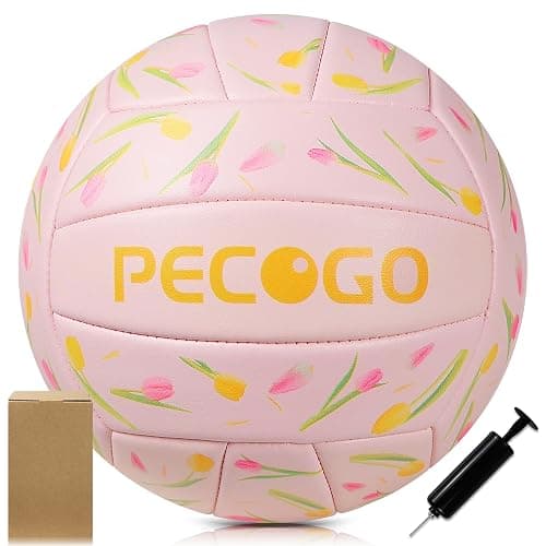PECOGO Volleyball Size 5 PU Leather Soft Indoor Outdoor Volleyballs Sports Training Game Play Ball for Beginner, Teenager, Adult, 8.2 - Image 1