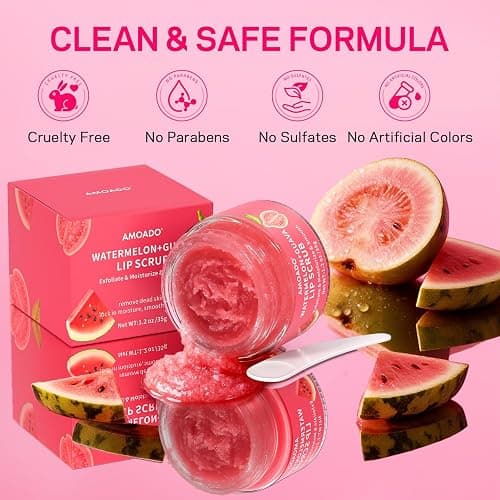 AMOADO Sugar Lip Scrub for Dark Lips – Exfoliating Lip Scrub for Smooth & Soft Lips with Watermelon & Guava, Lip Exfoliator & Moisturizer for Dry, Chapped Lips, Natural Lip Care, 1.2 oz/35g thumbnail 5