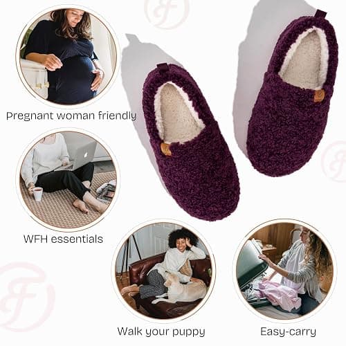 EverFoams Women’s Soft Curly Full Slippers Memory Foam Lightweight House Shoes Cozy Loafer with Polar Fleece Lining thumbnail 5
