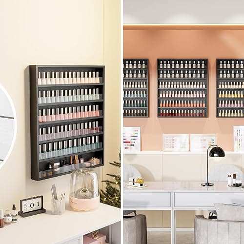 Bonnlo 6 Tiers Nail Polish Organiser Wall Mounted, 22inch nail varnish storage, Acrylic Display Shelves Stand Holder, Black thumbnail 6